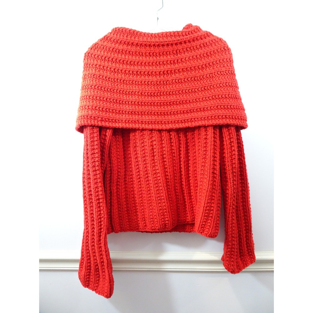 Sutton Studio Petite Red Cowl Neck Ribbed Knit Sweater Cotton Blend Size PS